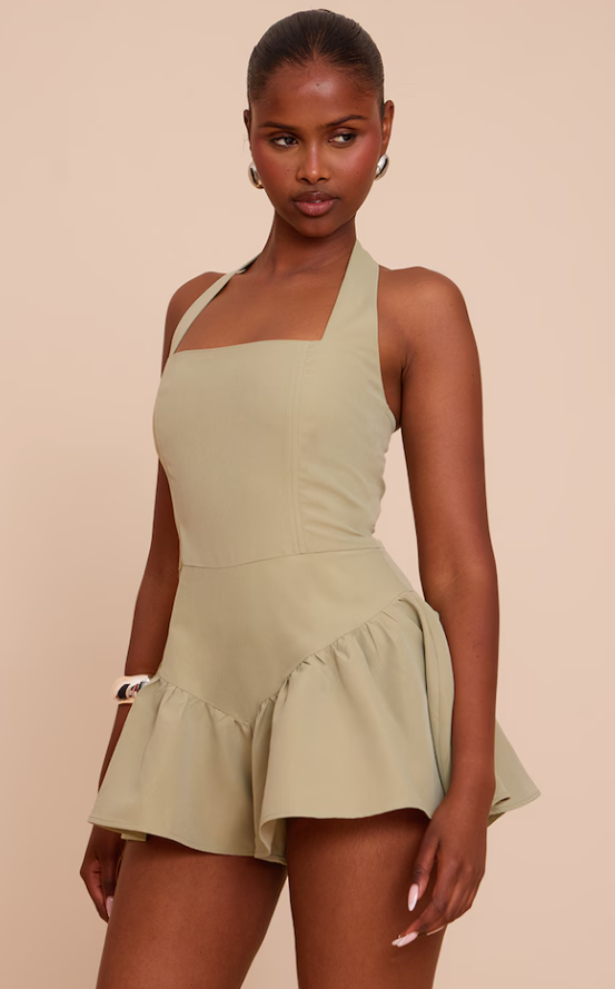 Hitita Sage Halter Neck Drop Waist Playsuit