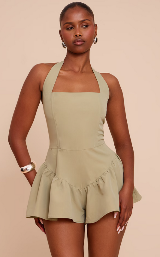 Hitita Sage Halter Neck Drop Waist Playsuit
